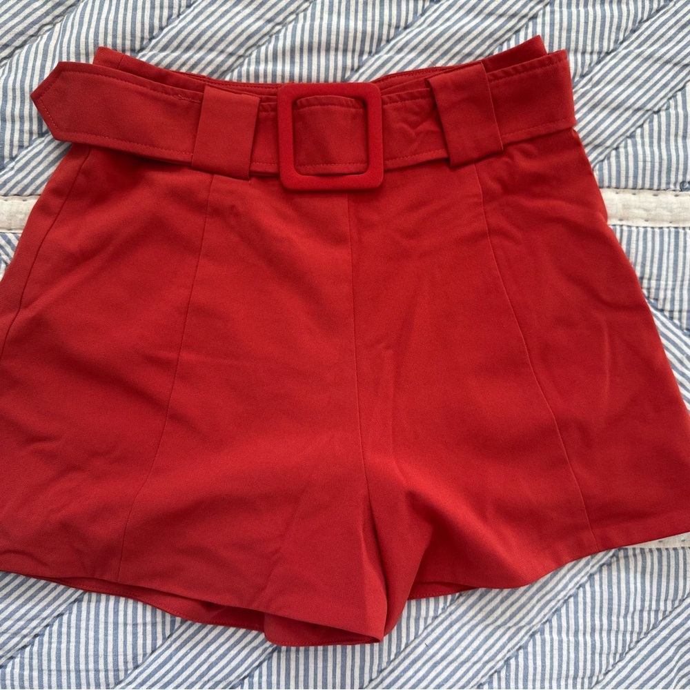DO+BE High Waist Terracota Belted Shorts